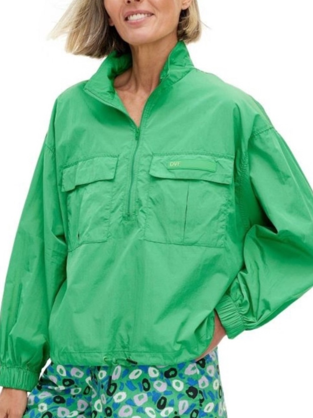Diane Von Furstenberg Bright Green Zip Front Anorak